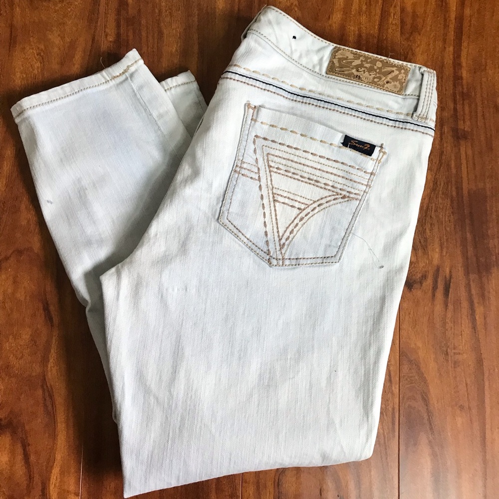 Seven7 white wash capris jeans size 14W fit like 12